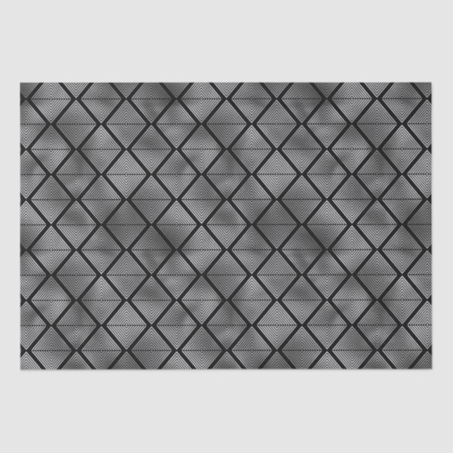 Papel De Seda Elegant Silver Diamond Illusion  Art Deco Pattern (Anverso)