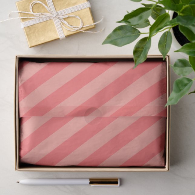 Papel De Seda Elegant Strawberry Pink Striped Pattern (Regalo )