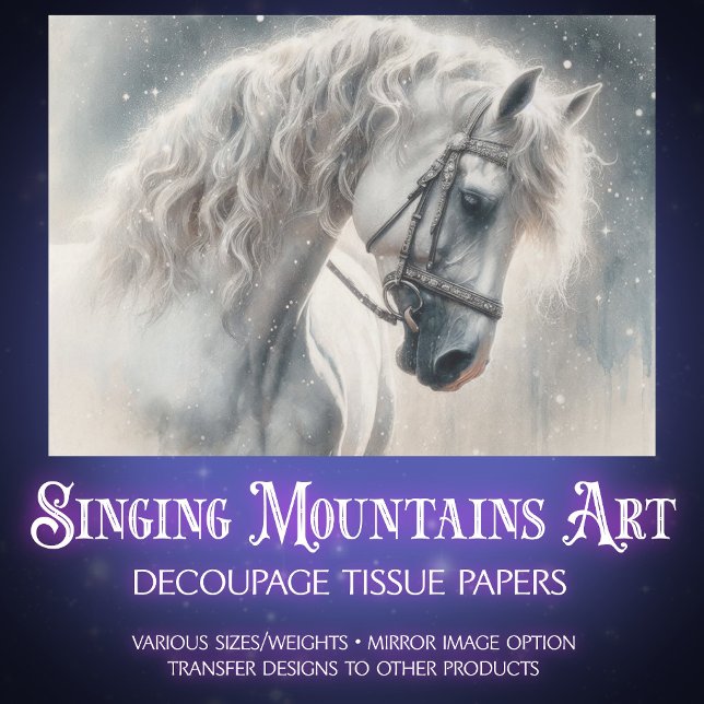 Papel De Seda Elegant White Mystical Fairytale Horse Decoupage (Subido por el creador)