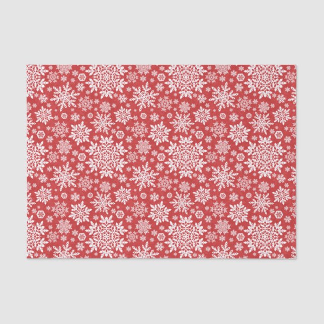 Papel De Seda Elegant White Snowflake (Cranberry) (Anverso)