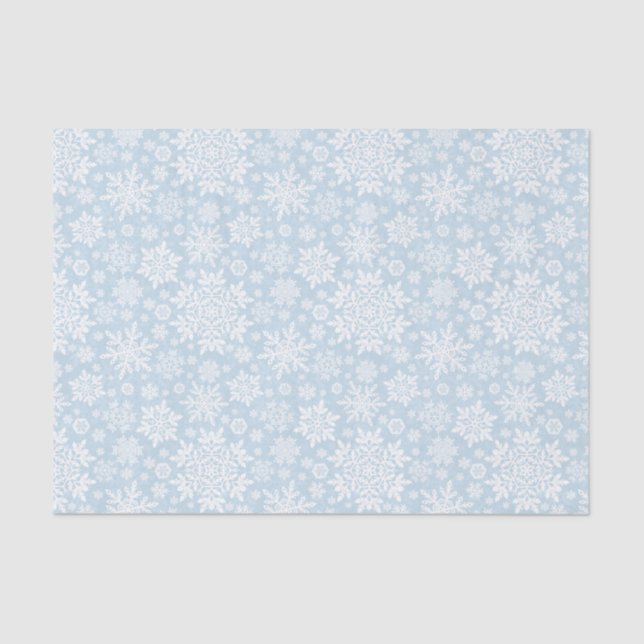 Papel De Seda Elegant White Snowflake (Frost Blue) (Anverso)