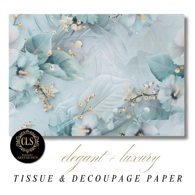 Papel De Seda Elegant Winter Blue Florals Luxe Aesthetics  (Subido por el creador)