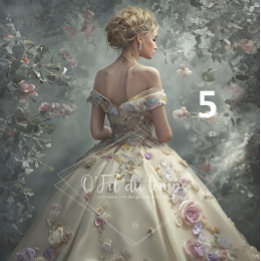 Papel De Seda Elegant Woman in Opulent Ball Gown 