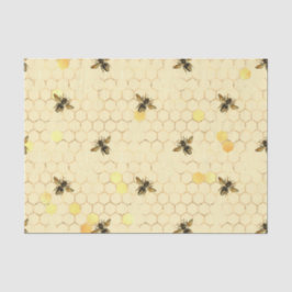 Papel De Seda Elegante abejas amarillas doradas Honeycomb
