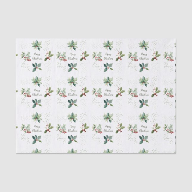 Papel De Seda Elegante acuarela Feliz Navidad (Anverso)