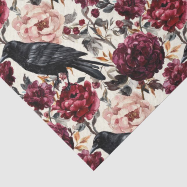 Papel De Seda Elegante acuarela Halloween Floral (Detalle)