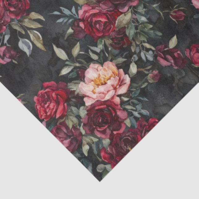 Papel De Seda Elegante acuarela Halloween Floral (Detalle)