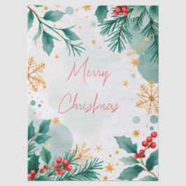Papel De Seda Elegante acuarela Merry Christmas Tissue Paper