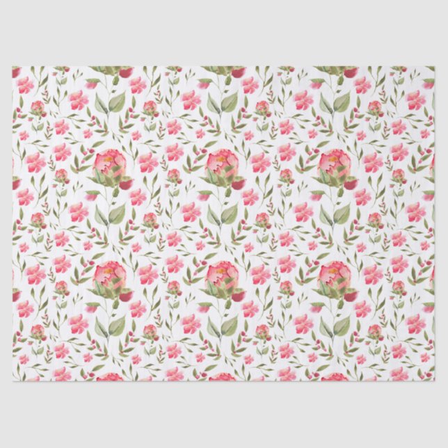 Papel De Seda Elegante acuarela Peony Floral botánica (Anverso)