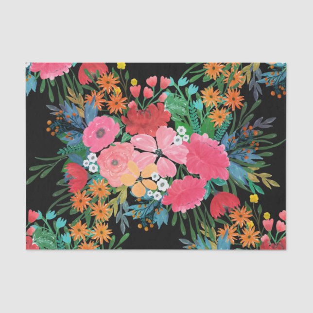 Papel De Seda Elegante acuarela rosa Floral Bouquet Diseño (Anverso)