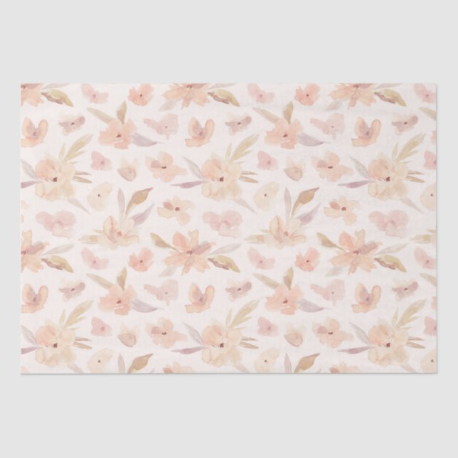 Papel De Seda Elegante acuarela suave floral   (Anverso)