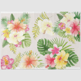 Papel De Seda Elegante acuarela tropical hawaiana
