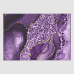 Papel De Seda Elegante Ágata Oceánica con Purpurina Dorada y Mor