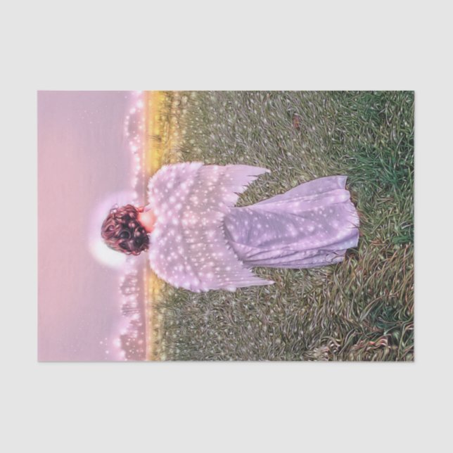 Papel De Seda Elegante Ángel Art Purpurina String Lights Design (Anverso)