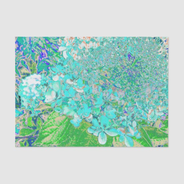 Papel De Seda Elegante Aqua y Green Limelight Hydrangea Detail (Anverso)