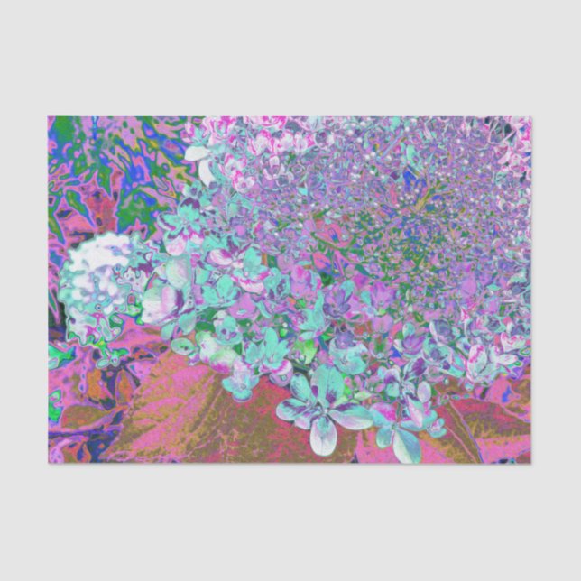 Papel De Seda Elegante Aqua y Purple Limelight Hydrangea Detalle (Anverso)