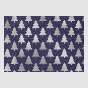 Papel De Seda Elegante árbol de Navidad azul y Relieve metalizad