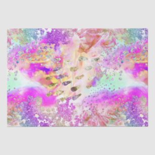 Papel De Seda Elegante Arcoíris Iridescente de Acuarela 