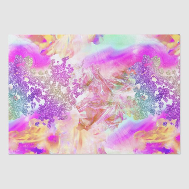 Papel De Seda Elegante Arcoíris Iridescente de Acuarela (Anverso)