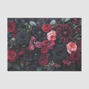Papel De Seda Elegante Arreglo Floral Oscuro Con Rosas