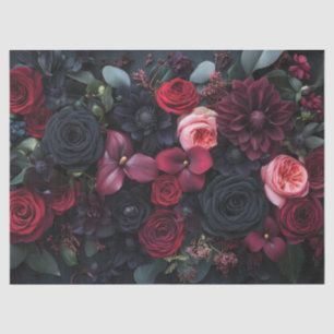 Papel De Seda Elegante Arreglo Floral Oscuro Con Rosas