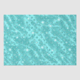 Papel De Seda Elegante azul acuático con lunares brillo metálico
