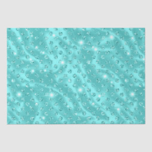 Papel De Seda Elegante azul acuático con lunares brillo metálico