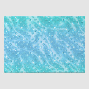 Papel De Seda Elegante azul acuático con lunares brillo metálico