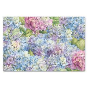 Papel De Seda Elegante azul Hydrangea Floral Pattern Decoupage