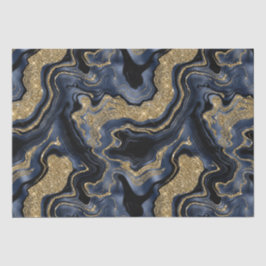 Papel De Seda Elegante azul marino y brillo de oro cumpleaños de
