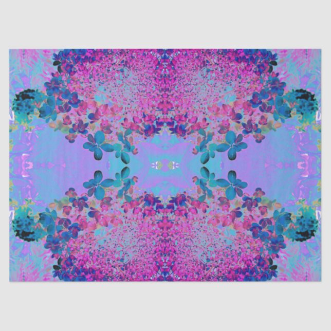 Papel De Seda Elegante azul oscuro e hidrangea recta magenta (Anverso)