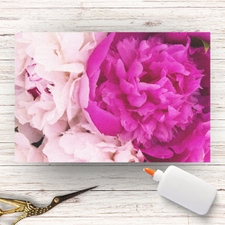 Papel De Seda Elegante Baby Pink Y Fuchsia Peonies