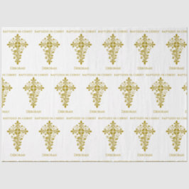 Papel De Seda Elegante Baptismo Ornate de Oro