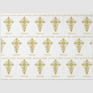 Papel De Seda Elegante Baptismo Ornate de Oro