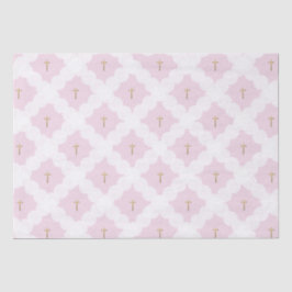 Papel De Seda Elegante bautismo de patrón blanco cruzado de oro 