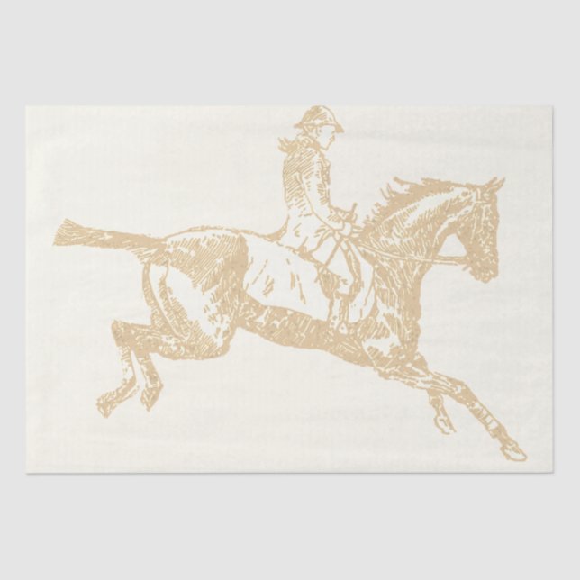 Papel De Seda Elegante Beige Gold Chica a caballo (Anverso)
