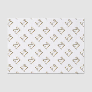 Papel De Seda elegante blanco del 21ro oro del cumpleaños