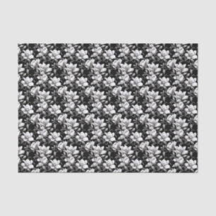Papel De Seda Elegante blanco negro Magnolia florido