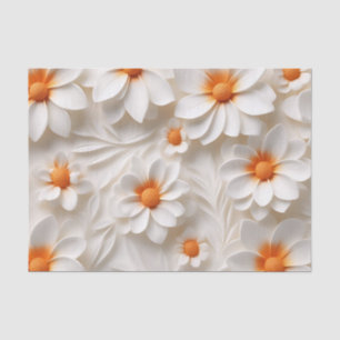 Papel De Seda Elegante blanco y Naranja floral texturizado