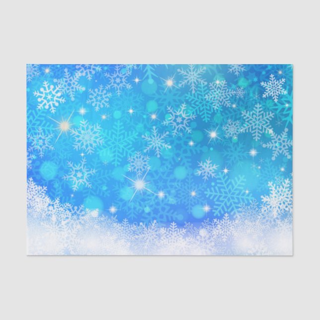 Papel De Seda Elegante Blue White Snow Flake (Anverso)