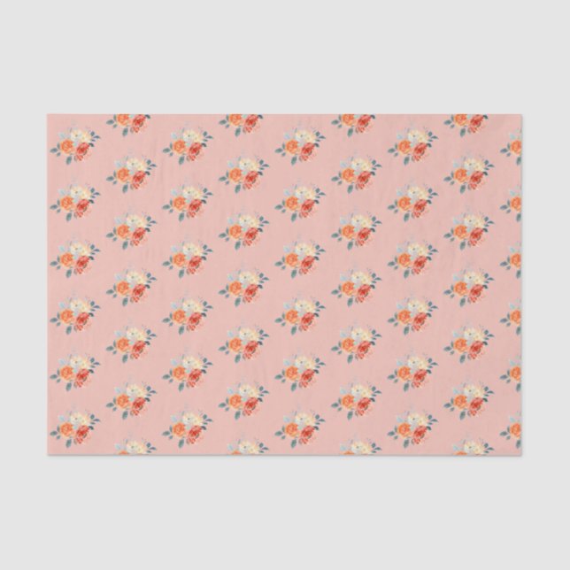 Papel De Seda Elegante Boda floral Rubor Gold (Anverso)