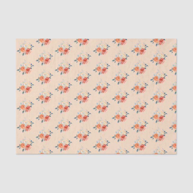 Papel De Seda Elegante Boda floral Rubor Gold (Anverso)