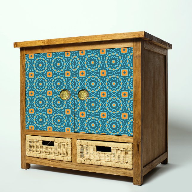 Papel De Seda Elegante Boho azul y amarillo desenlace geométrico (Subido por el creador)