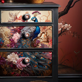 Papel De Seda Elegante Boho de época victoriano Decoupage Peacoc