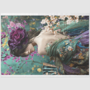Papel De Seda Elegante Boho, espalda de mujer y retrato floral