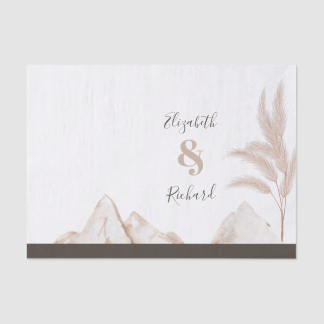 Papel De Seda Elegante Boho Pampas Grass Boda moderno (Anverso)