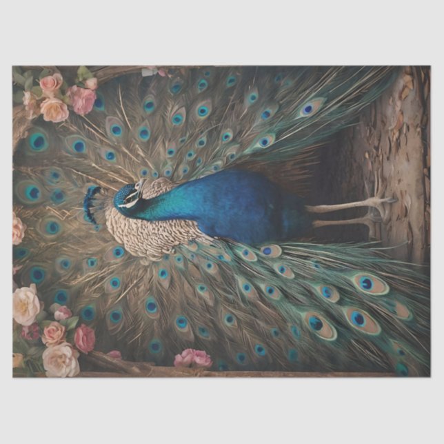 Papel De Seda Elegante Boho Peacock victoriano (Anverso)
