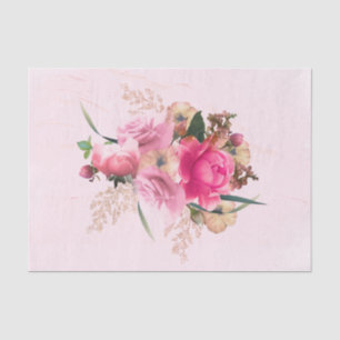 Papel De Seda Elegante Bouquet de oro rosa rosa floral