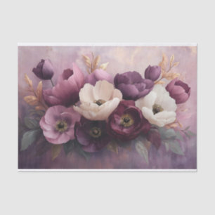Papel De Seda Elegante Bouquet floral morado y blanco