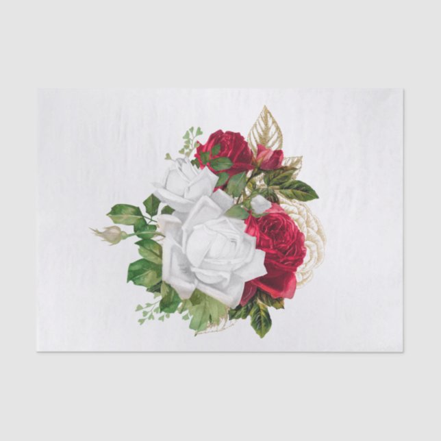 Papel De Seda Elegante Bouquet Rojo Blanco Rosa (Anverso)